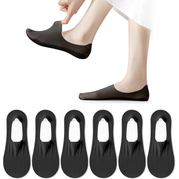 6 Pairs Ice Silk No Show Socks for Women, Invisible Ultra Low Cut Liner Breathable Non-Slip Socks for Flats Loafers