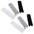 thumbnail image 1 of 6 Pairs Japanese Flip Flop Sandal Split Toe Tabi Geta Zori Socks White+Black+Grey, 1 of 6