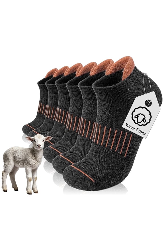 6 Pairs KACIIXAA Merino Wool Compression Support Ankle Running Hiking Socks for Men Women, Soft Thick Cushion Tab Socks