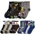 thumbnail image 1 of 6 Pairs Kids Boys Design Crew Socks Size 6-8 Animal Prints Novelty Wholesale New, 1 of 5