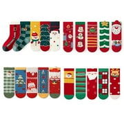 ESHO 20 Pairs Kids Boys Girls Christmas Cotton Socks Baby Xmas Santa Claus Elk Pattern Funny Socks