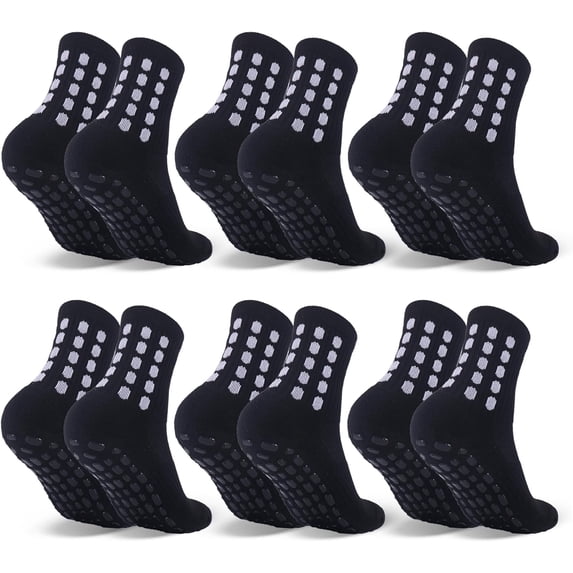 6 Pairs Kids Grip Soccer Socks Cushioned Non Slip Football Athletic Sports Socks for Boys Girls