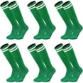 thumbnail image 1 of 6 Pairs Kids Youth Soccer Socks Solid Striped Knee High Tube Football Sports Socks for Boys Girls 6-12 Years Old (Green), 1 of 5