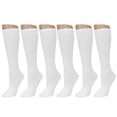 thumbnail image 1 of 6 Pairs Knee High Uniform Socks School Soccer Tube White Size 9-11 Women Girl, 1 of 4