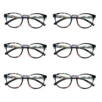 6 Pairs Ladies Womens Round Big Frame Blue Light Blocking Reading Glasses Spring Hinge Readers  0.75