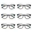 thumbnail image 1 of 6 Pairs Ladies Womens Round Big Frame Blue Light Blocking Reading Glasses Spring Hinge Readers +2.25, 1 of 6
