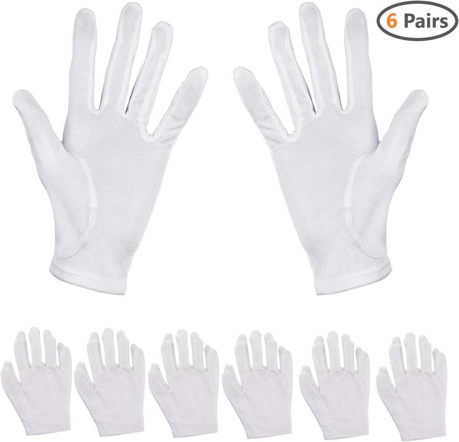 6 Pairs Large White Cotton Gloves Hand Spa Gloves Cosmetic Moisturizing