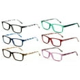 thumbnail image 1 of 6 Pairs Lightweight Spring Hinge Tile Design Rectangular Reading Glasses - Clear Lens Reader Men Women 7014 +1.50, 1 of 3
