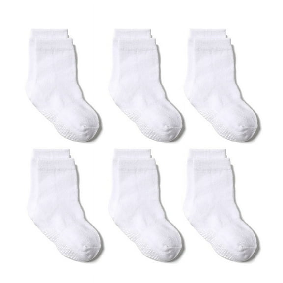 6 Pairs/Lot Fashion Children Socks Grip Crew Socks with Non Slip/Anti Skid Soles for Baby Infants Toddlers Kids Boys Girls 0-7y White M(1-3 Years Old)