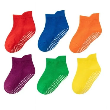 6 Pairs/Lot Spring Autumn Kids Anti-slip Socks Solid Color Soft Breathable Cotton Babys Boat Socks Boys GirlsTrampoline Socks C020F XL(5-7 Years Old)