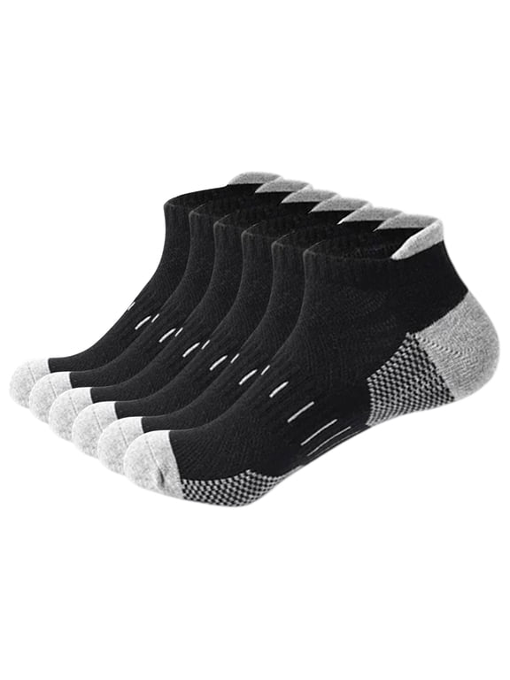 6 Pairs Low Cut Socks Men Breathable Mesh Athletic Sports Mens Socks Cushioned Anti-Blister Socks for Gym Workout Travel Hiking All Season Casual Wear