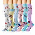 thumbnail image 1 of 6 Pairs Medical Instruments Printed Compression Socks for Men & Women Knee High Leg Support Stockings, 1 of 4