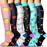 6 Pairs Medical Sport Compression Socks - 15-20mmHg Graduated Knee-High Support for Men & Women, Ideal for Soccer, Running, and Nurses