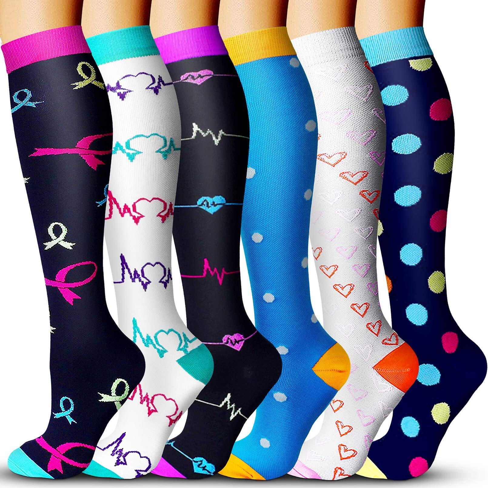 6 Pairs Medical Sport Compression Socks 1520mmHg Graduated KneeHigh Support for Men & Women