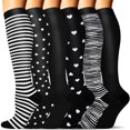 thumbnail image 1 of 6 Pairs Medical Sport Compression Socks - 15-20mmhg Graduated Knee-High Support for Men & Women, Ideal for Soccer, Running, and Nurses, 1 of 7