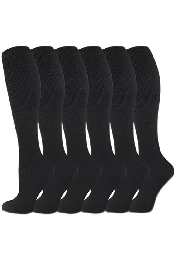 6 Pairs Medical Sport Compression Socks - 15-20mmhg Graduated Knee-High Support for Men & Women, Ideal for Soccer, Running, and Nurses