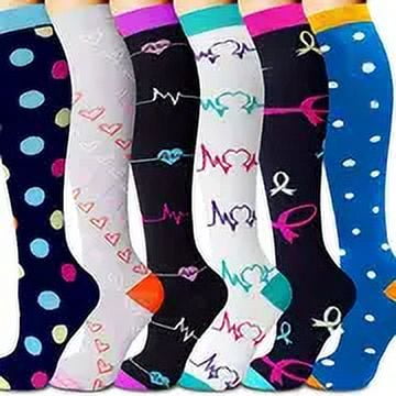 6 Pairs Medical Sport Compression Socks - 15-20mmhg Graduated Knee-High Support for Men & Women, Ideal for Soccer, Running, and Nurses