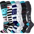 thumbnail image 1 of 6 Pairs Medical Sport Compression Socks - 15-20mmhg Graduated Knee-High Support for Men & Women, Ideal for Soccer, Running, and Nurses, 1 of 1