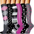 thumbnail image 1 of 6 Pairs Medical Sport Compression Socks - 15-20mmhg Graduated Knee-High Support for Men & Women, Ideal for Soccer, Running, and Nurses, 1 of 8