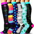 thumbnail image 1 of 6 Pairs Medical Sport Compression Socks - 15-20mmhg Graduated Knee-High Support for Men & Women, Ideal for Soccer, Running, and Nurses, 1 of 7