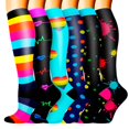 thumbnail image 1 of 6 Pairs Medical Sport Compression Socks - 15-20mmhg Graduated Knee-High Support for Men & Women, Ideal for Soccer, Running, and Nurses, 1 of 6