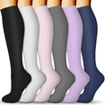 thumbnail image 1 of 6 Pairs Medical Sport Compression Socks - 15-20mmhg Graduated Knee-High Support for Men & Women, Ideal for Soccer, Running, and Nurses, 1 of 7