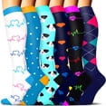 thumbnail image 1 of 6 Pairs Medical Sport Compression Socks - 15-20mmhg Graduated Knee-High Support for Men & Women, Ideal for Soccer, Running, and Nurses, 1 of 7