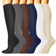 thumbnail image 1 of 6 Pairs Medical Sport Compression Socks - 15-20mmhg Graduated Knee-High Support for Men & Women, Ideal for Soccer, Running, and Nurses, 1 of 6