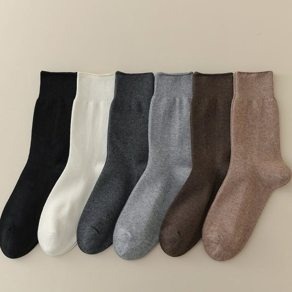 6 Pairs Men Casual Solid Cotton Mid Calf Tube Sports Socks Stretch Elastic Socks