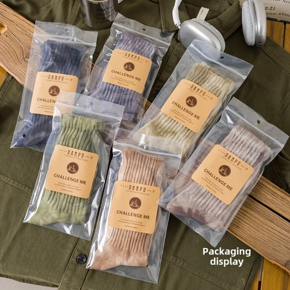 6 Pairs Men'S Tie-Dye Bubble Cuff Socks - Polyester, Knit, Hand Wash Only, Lightweight & Breathable for Spring & Summer, Outdoor & Casual Wear, Outdoor Casual Wear | Vibrant Socks | Lightweight Socks