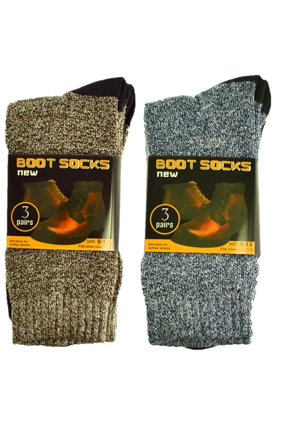 6 Pairs Men Winter Thermal Heavy Duty Cotton Knitted Work Boots Socks Size 9-13