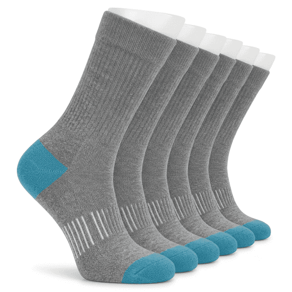 6 Pairs Men & Women Athletic Crew Socks, Breathable Moisture Wicking Workout Running Socks, Size 6-9