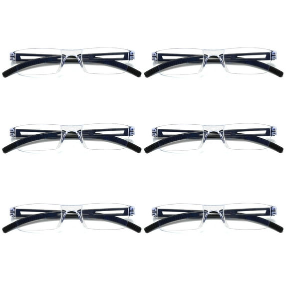 6 Pairs Men Women Rimless Reading Glasses Blue Light Blocking Unisex Reader +0.75