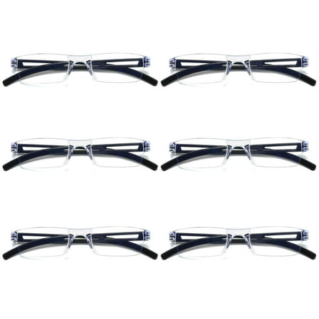 6 Pairs Men Women Rimless Reading Glasses Blue Light Blocking Unisex Reader +3.00