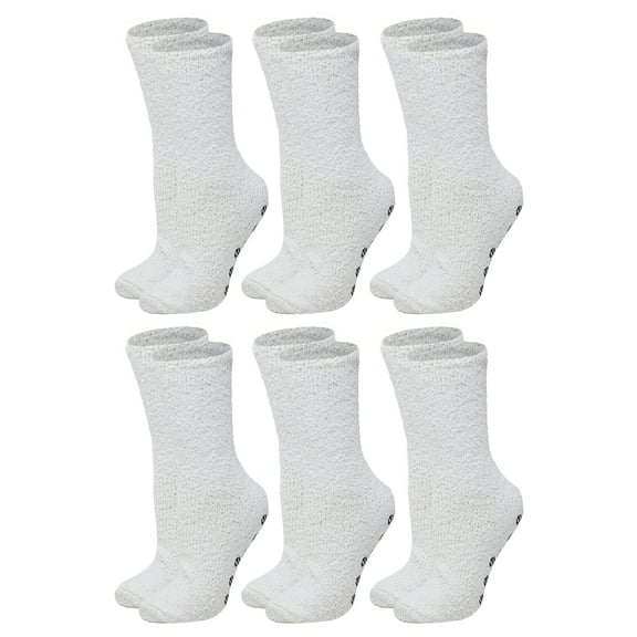 6 Pairs Men Women Soft Winter Cozy Fuzzy Slipper Socks, Soft Hospital Lounge Crew Socks