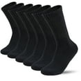 thumbnail image 1 of 6 Pairs Men's Athletic Cotton Casual Crew Solid Sport Socks Black Size 9-11, 1 of 5