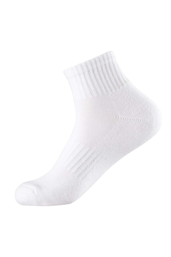 6 Pairs Men's Athletic Half Cushioned Quarter Socks with Arch Support, White, 9-11