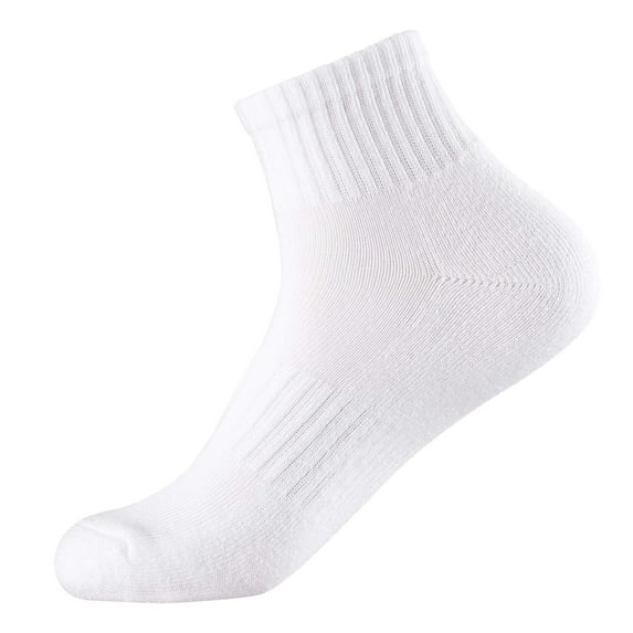 6 Pairs Men's Athletic Half Cushioned Quarter Socks with Arch Support, White, 9-11