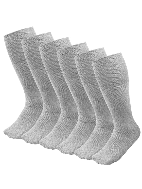 6 Pairs Men's Athletic Tube Socks Over the Calf - 25" Length - Size 10-15 Gray