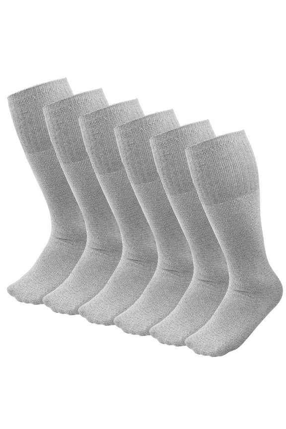 6 Pairs Men's Athletic Tube Socks Over the Calf - 25" Length - Size 10-15 Gray