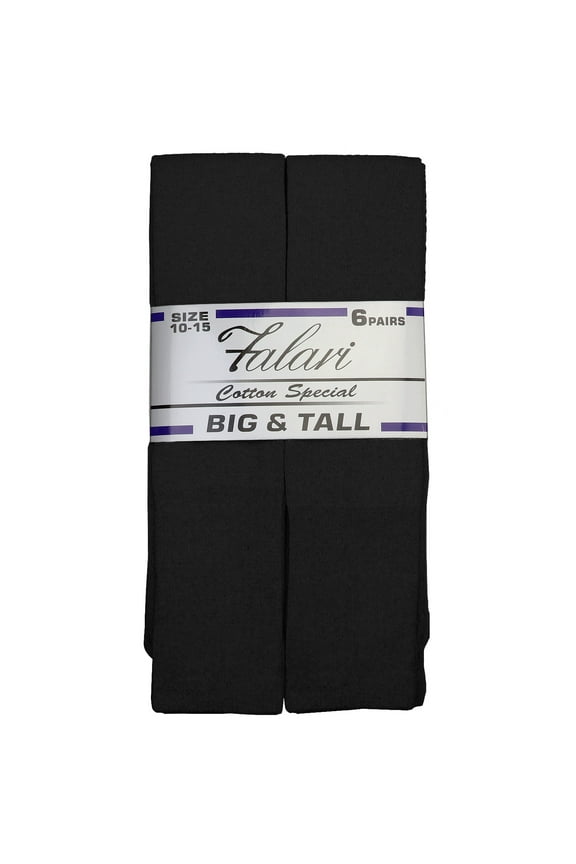 6 Pairs Men's Athletic Tube Socks Over the Calf - 31" Big & Tall 10-15 Black