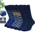 thumbnail image 1 of Mens Dress Socks, PUTUO Bamboo Viscose Dress Socks for Men, Seamless Striped Casual Socks for Business 6-Pair, 1 of 6