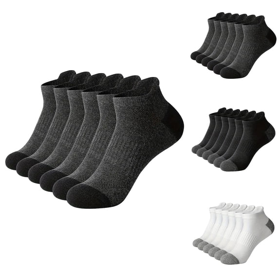 6 Pairs of Men’s Basketball Training Socks VLOOCKLE Ankle Running Hiking Socks Compression Support Breathable Thick Cushion No Show Socks for Women Men Black