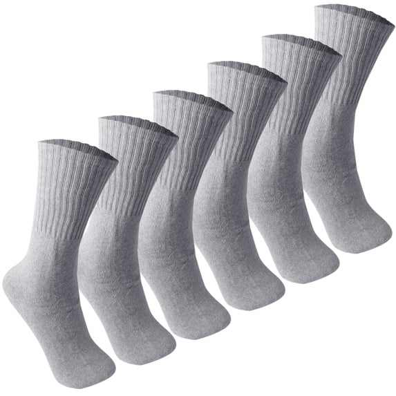 6 Pairs Men's Black/White/Gray Sports Athletic Cotton Crew Socks Size 9-11,10-13