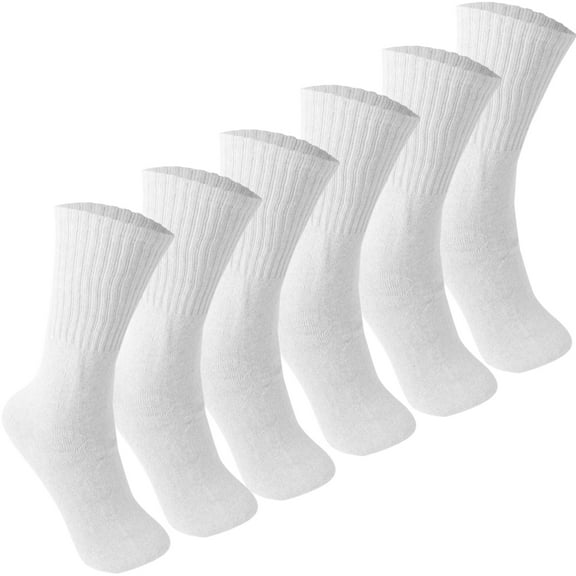 6 Pairs Men's Black/White/Gray Sports Athletic Cotton Crew Socks Size 9-11,10-13
