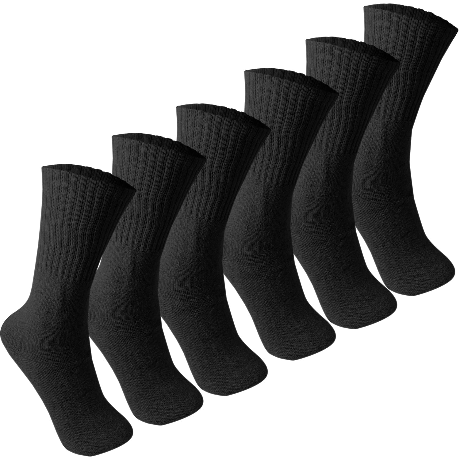 6 Pairs Men's Black/White/Gray Sports Athletic Cotton Crew Socks Size 9