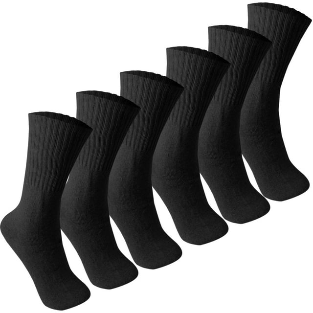 6 Pairs Men's Black/White/Gray Sports Athletic Cotton Crew Socks Size 911,1013