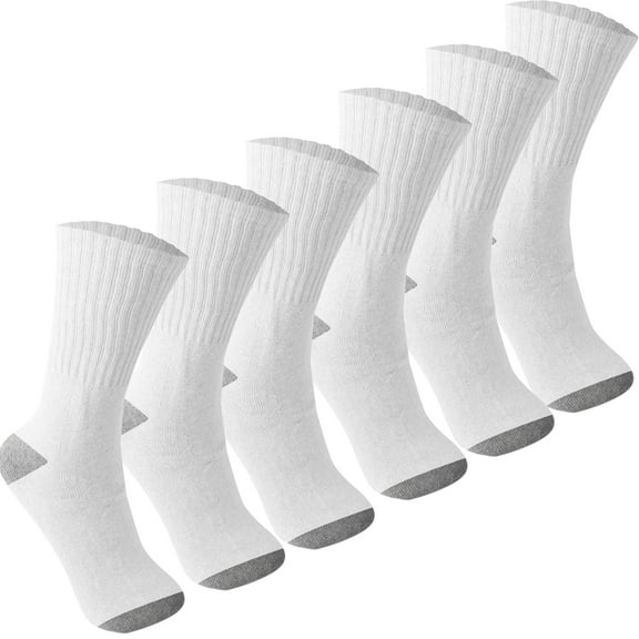 6 Pairs Men's Black/White/Gray Sports Athletic Cotton Crew Socks Size 9-11,10-13