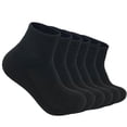 thumbnail image 1 of 6 Pairs Men's Cotton Solid Black Athletic Cushioned Ankle Quarter Socks Size 9-11, 1 of 5