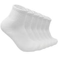 thumbnail image 1 of 6 Pairs Men's Cotton Solid White Athletic Cushioned Ankle Quarter Socks Size 9-11, 1 of 5